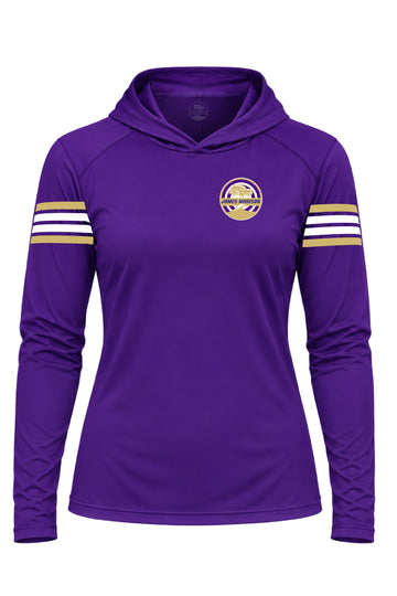 WOMEN'S VARSITY SOLAR HOODED TEE - JMU