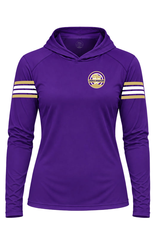 WOMEN'S VARSITY SOLAR HOODED TEE - JMU