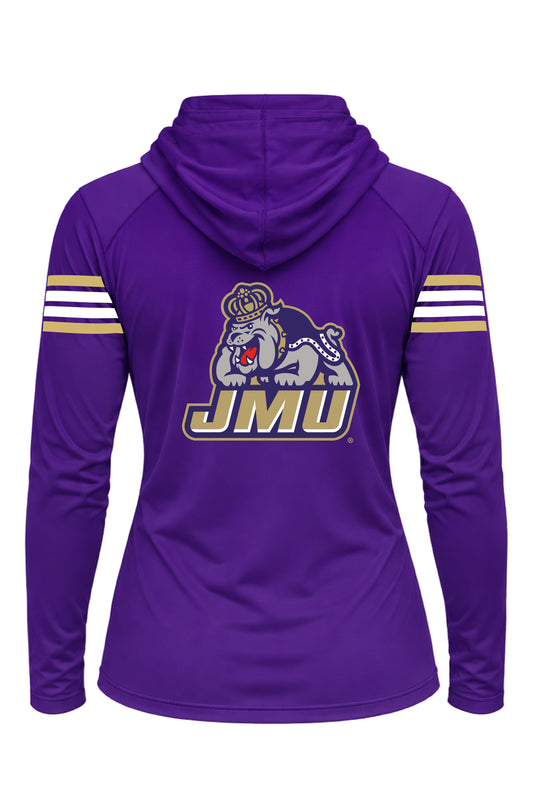 WOMEN'S VARSITY SOLAR HOODED TEE - JMU