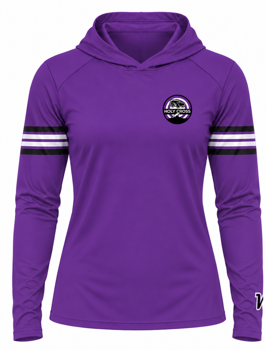 WOMEN'S VARSITY SOLAR HOODED TEE - HOLY CROSS HOCKEY