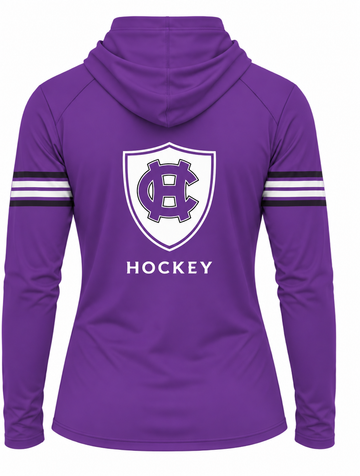 WOMEN'S VARSITY SOLAR HOODED TEE - HOLY CROSS HOCKEY
